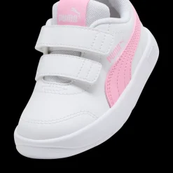 Sneakers primi passi bambina bianche con dettagli rosa Puma Courtflex v3