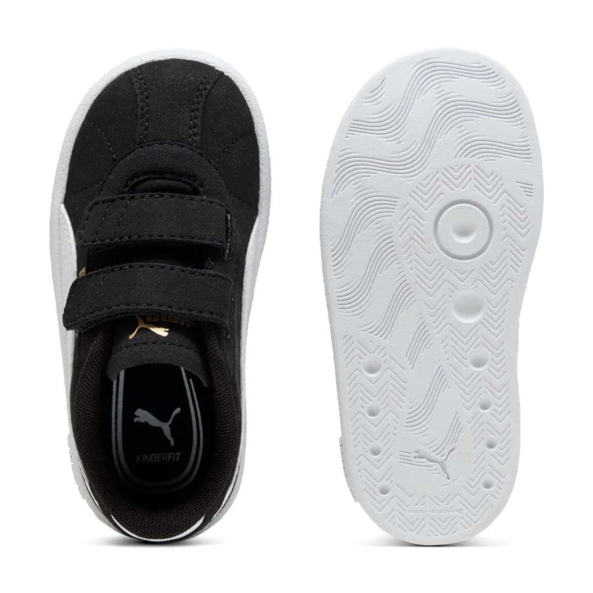 Sneakers primi passi bambina e bambino nere effetto scamosciato con strappo Puma Club II V