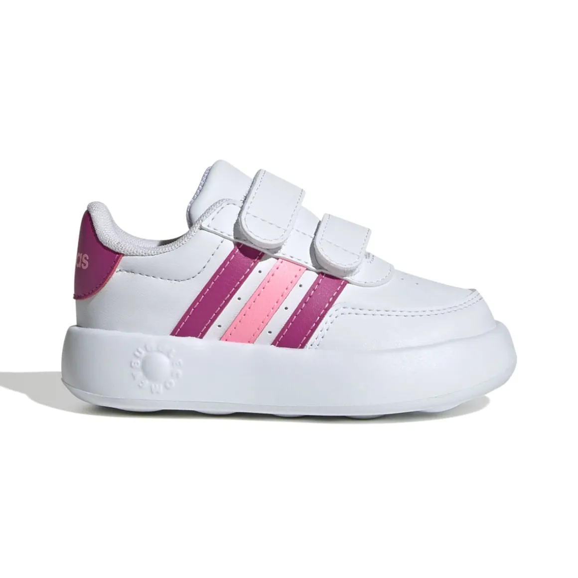 Sneakers primi passi bianche da bambina con strisce rosa e fucsia adidas Breaknet 2.0 CF I