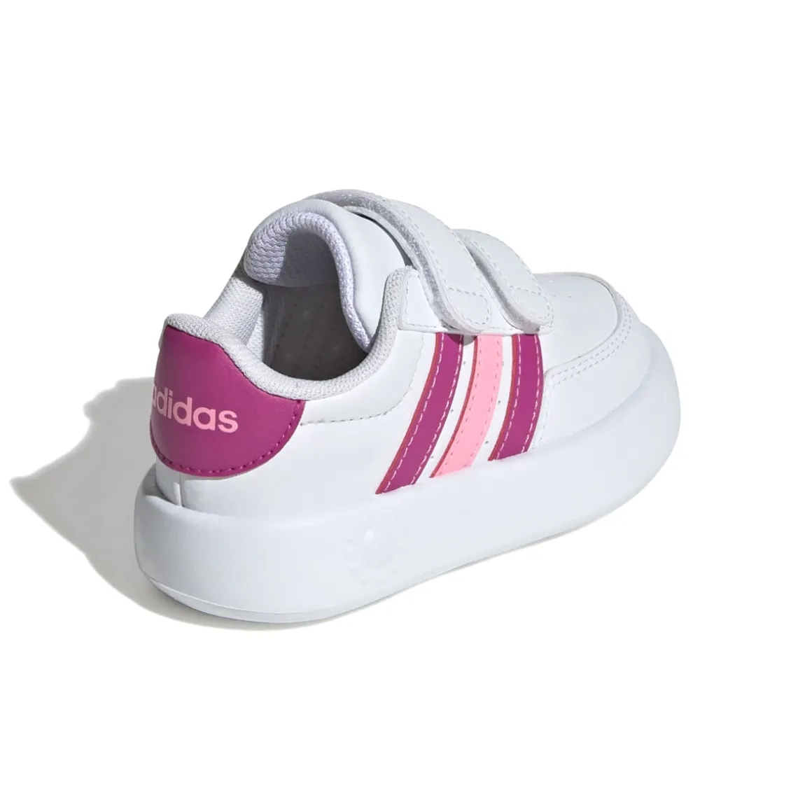 Sneakers primi passi bianche da bambina con strisce rosa e fucsia adidas Breaknet 2.0 CF I