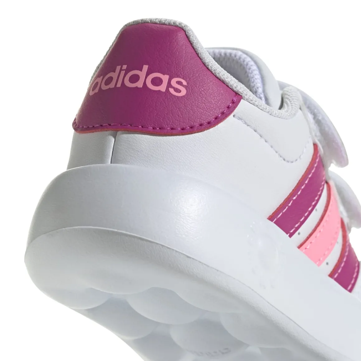 Sneakers primi passi bianche da bambina con strisce rosa e fucsia adidas Breaknet 2.0 CF I