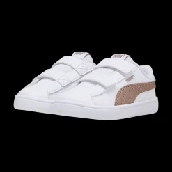 Sneakers primi passi bianche da bambina con logo oro rosa Puma Rickie Classic V Inf