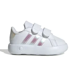 Sneakers primi passi bianche da bambina con dettagli iridescenti adidas Grand Court 2.0 CF I