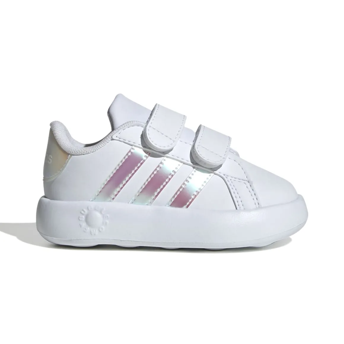 Sneakers primi passi bianche da bambina con dettagli iridescenti adidas Grand Court 2.0 CF I