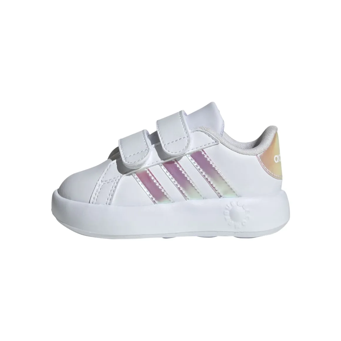 Sneakers primi passi bianche da bambina con dettagli iridescenti adidas Grand Court 2.0 CF I