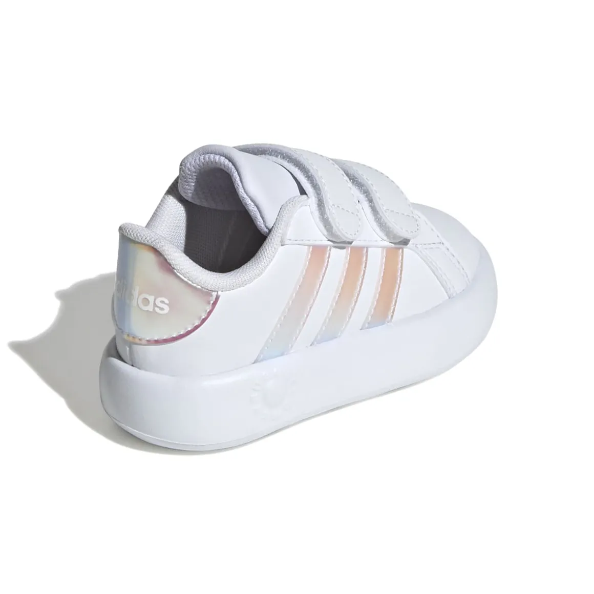 Sneakers primi passi bianche da bambina con dettagli iridescenti adidas Grand Court 2.0 CF I