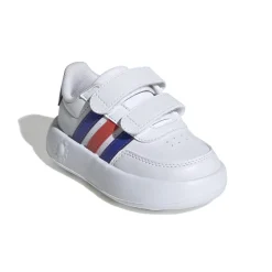 Sneakers primi passi bianche da bambino con strisce blu e rosse adidas Breaknet 2.0 CF I
