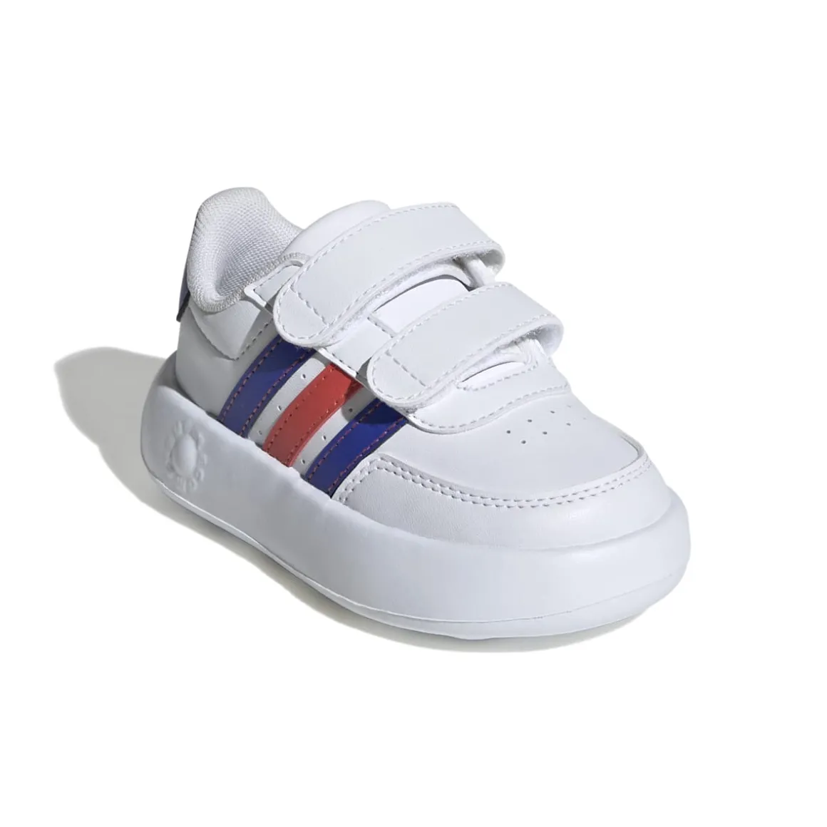 Sneakers primi passi bianche da bambino con strisce blu e rosse adidas Breaknet 2.0 CF I