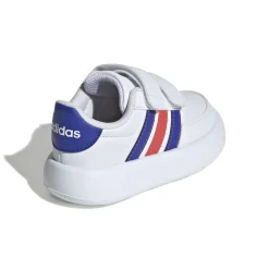 Sneakers primi passi bianche da bambino con strisce blu e rosse adidas Breaknet 2.0 CF I
