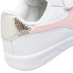 Sneakers Primi passi bianche e rosa da Bambina con strappo Diadora