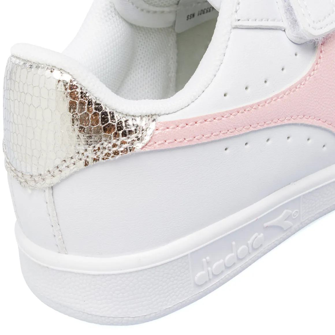 Sneakers Primi passi bianche e rosa da Bambina con strappo Diadora