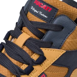 Sneakers ragazzo blu con dettagli ocra e logo Ducati
