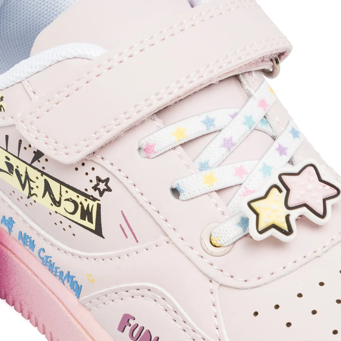 Sneakers rosa da bambina con stampe multicolore Le scarpe di Alice