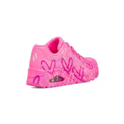 Sneakers rosa da Donna con cuori e soletta memory foam Skechers Uno
