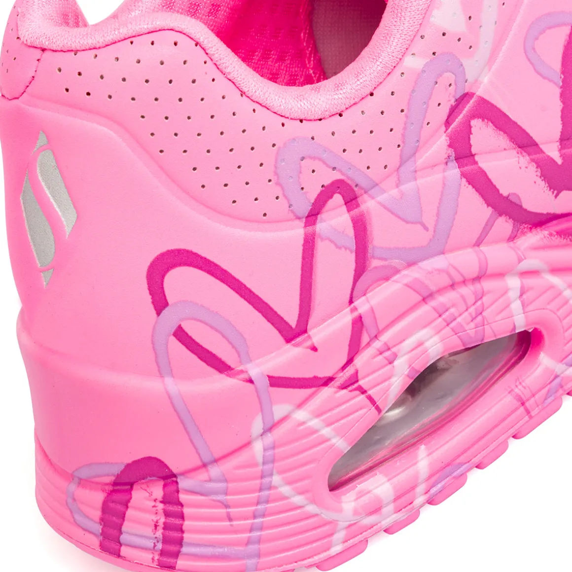 Sneakers rosa da Donna con cuori e soletta memory foam Skechers Uno