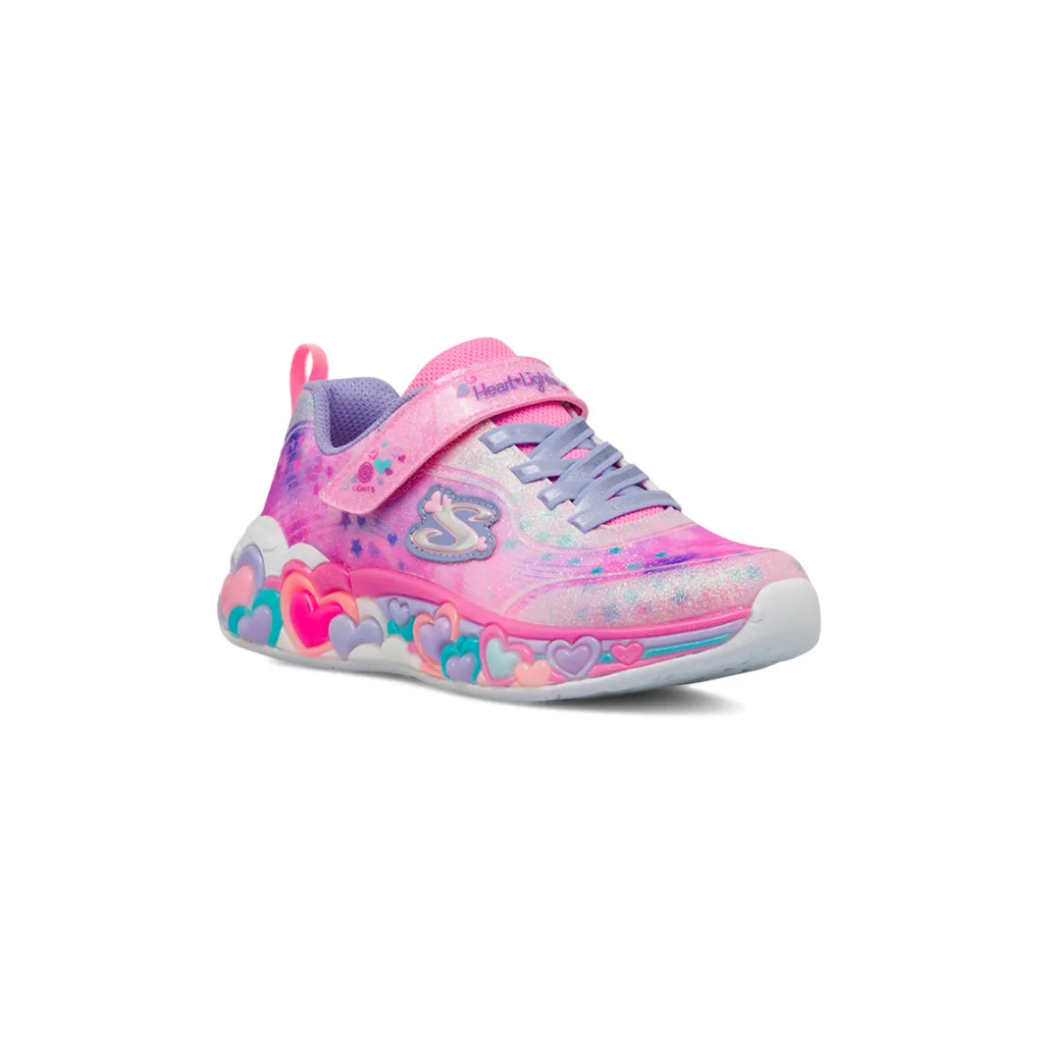 Sneakers rosa e azzurro da bambina con cuori e luci Skechers Eternal Heart