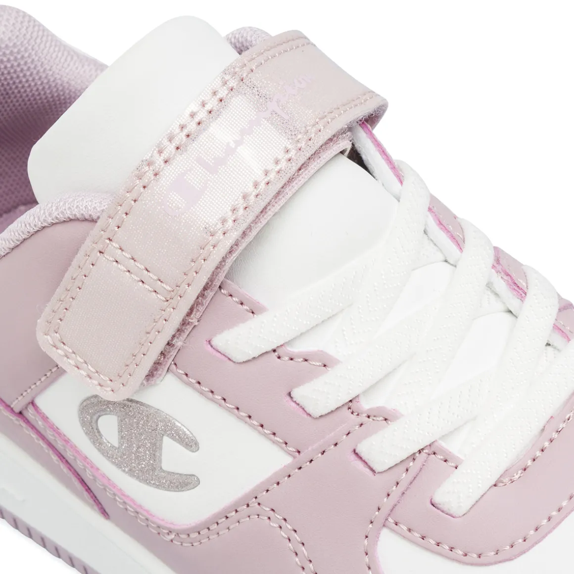 Sneakers rosa e bianche da bambina con chiusura a strappo Champion