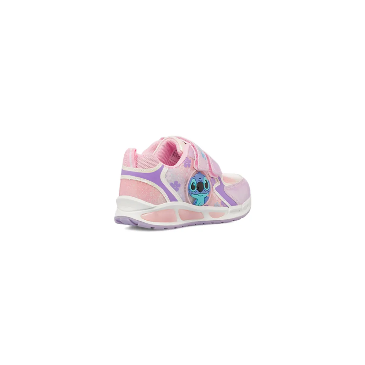 Sneakers rosa effetto iridescente con Luci da Bambina Stitch