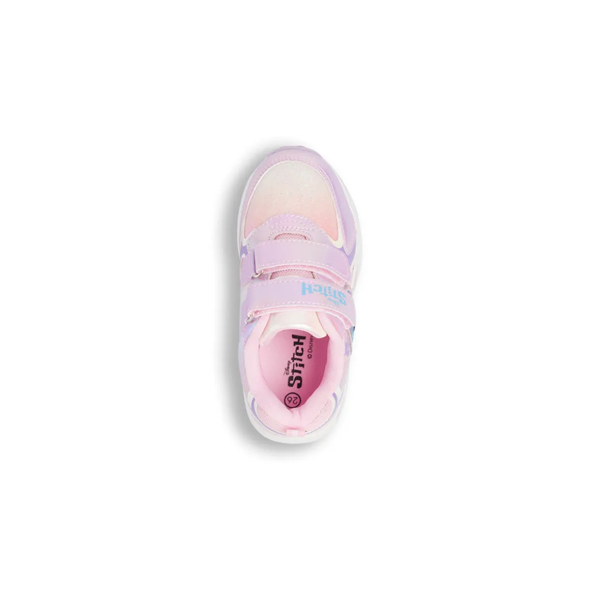 Sneakers rosa effetto iridescente con Luci da Bambina Stitch