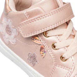 Sneakers rosa effetto perlato da bambina primi passi con dettagli fiori Le Scarpe di Alice