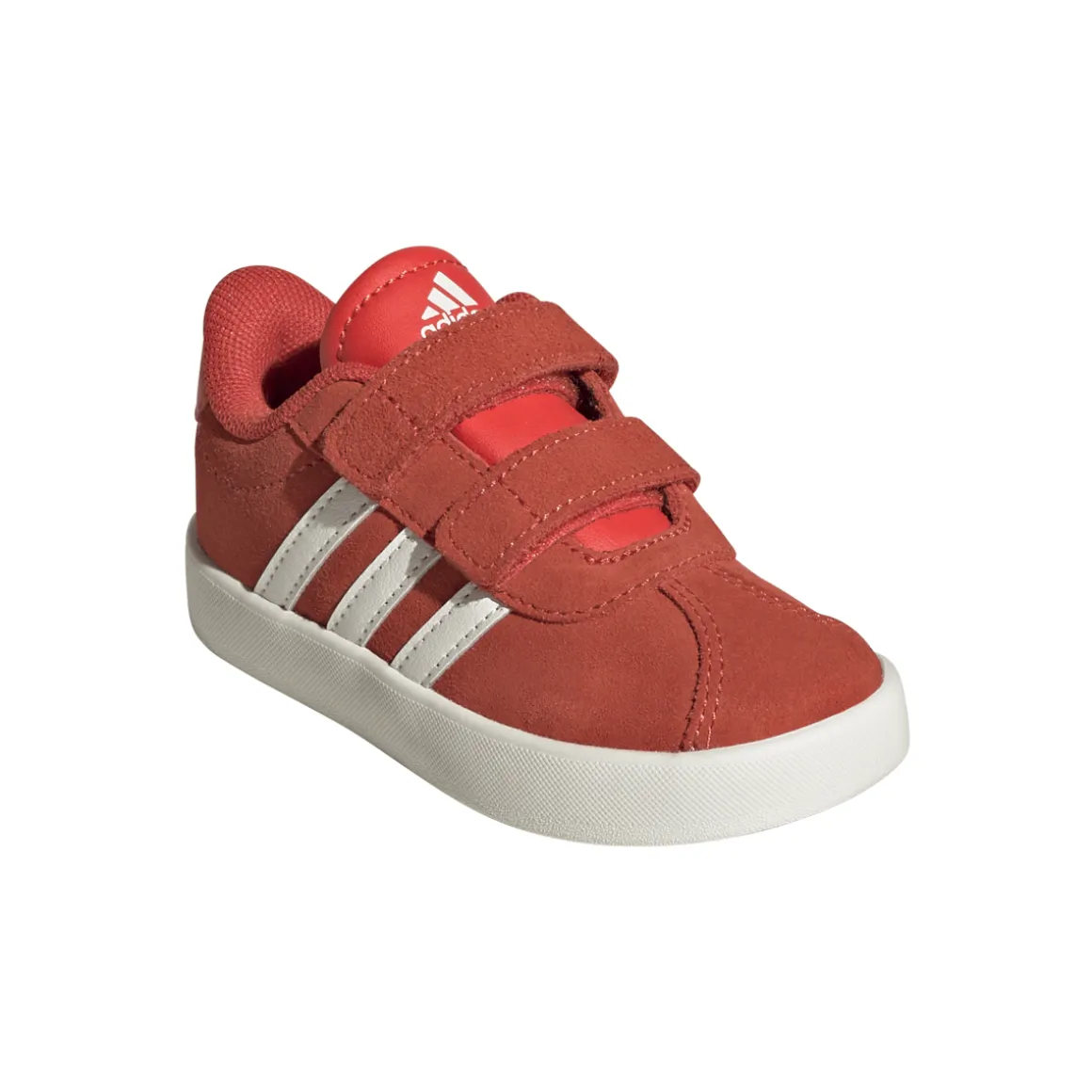 Sneakers rosse da bambino e bambina con logo adidas VL Court 3.0