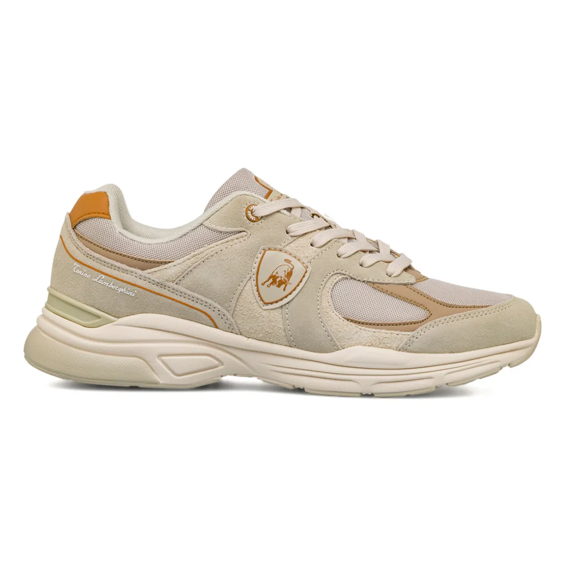 Sneakers Rétro beige da Uomo con inserti effetto scamosciato Tonino Lamborghini StormGrip