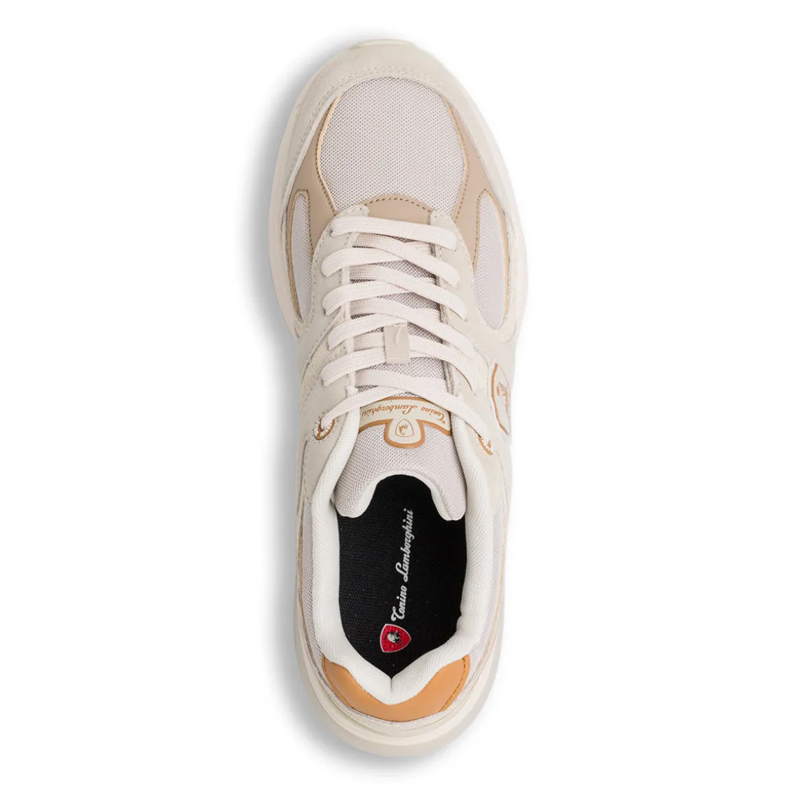 Sneakers Rétro beige da Uomo con inserti effetto scamosciato Tonino Lamborghini StormGrip