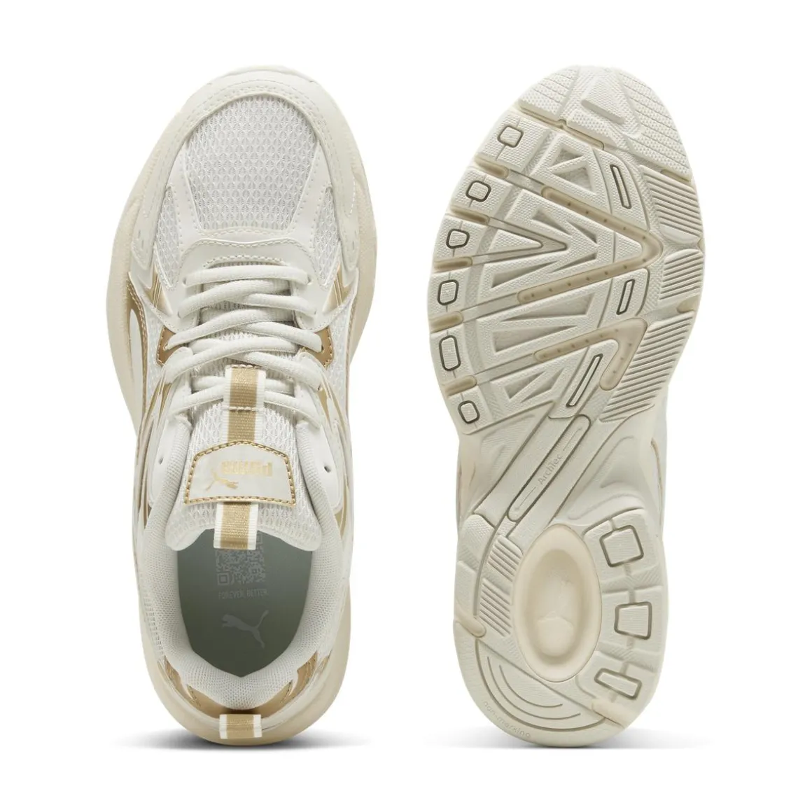 Sneakers Rétro biannco off-white e oro da Donna Puma Milenio Tech