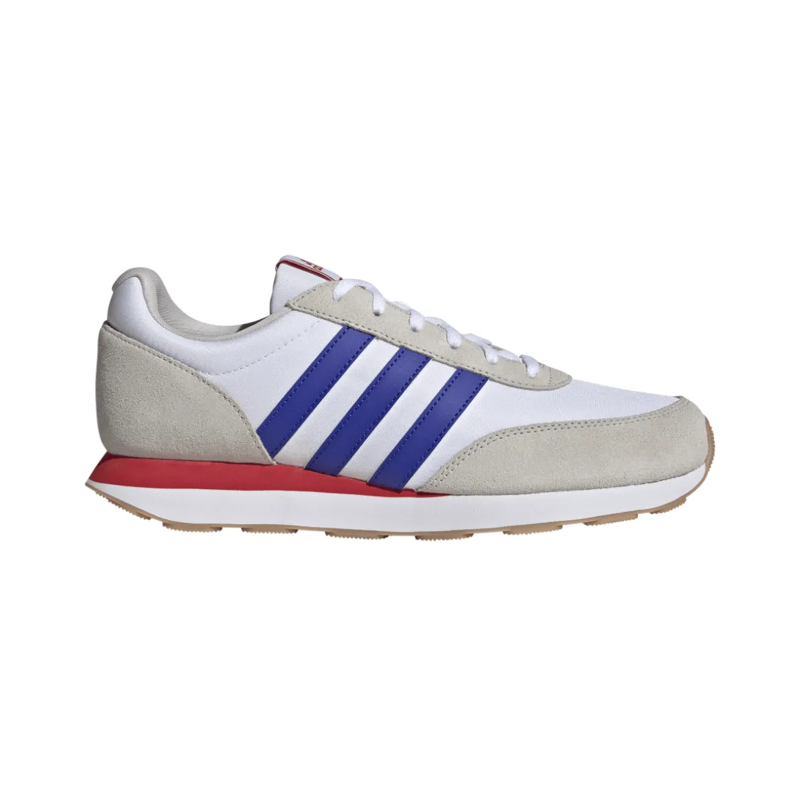Sneakers Rétro da Uomo bianche in pelle con dettagli blu e rossi adidas Run 60s