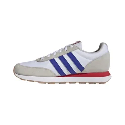 Sneakers Rétro da Uomo bianche in pelle con dettagli blu e rossi adidas Run 60s