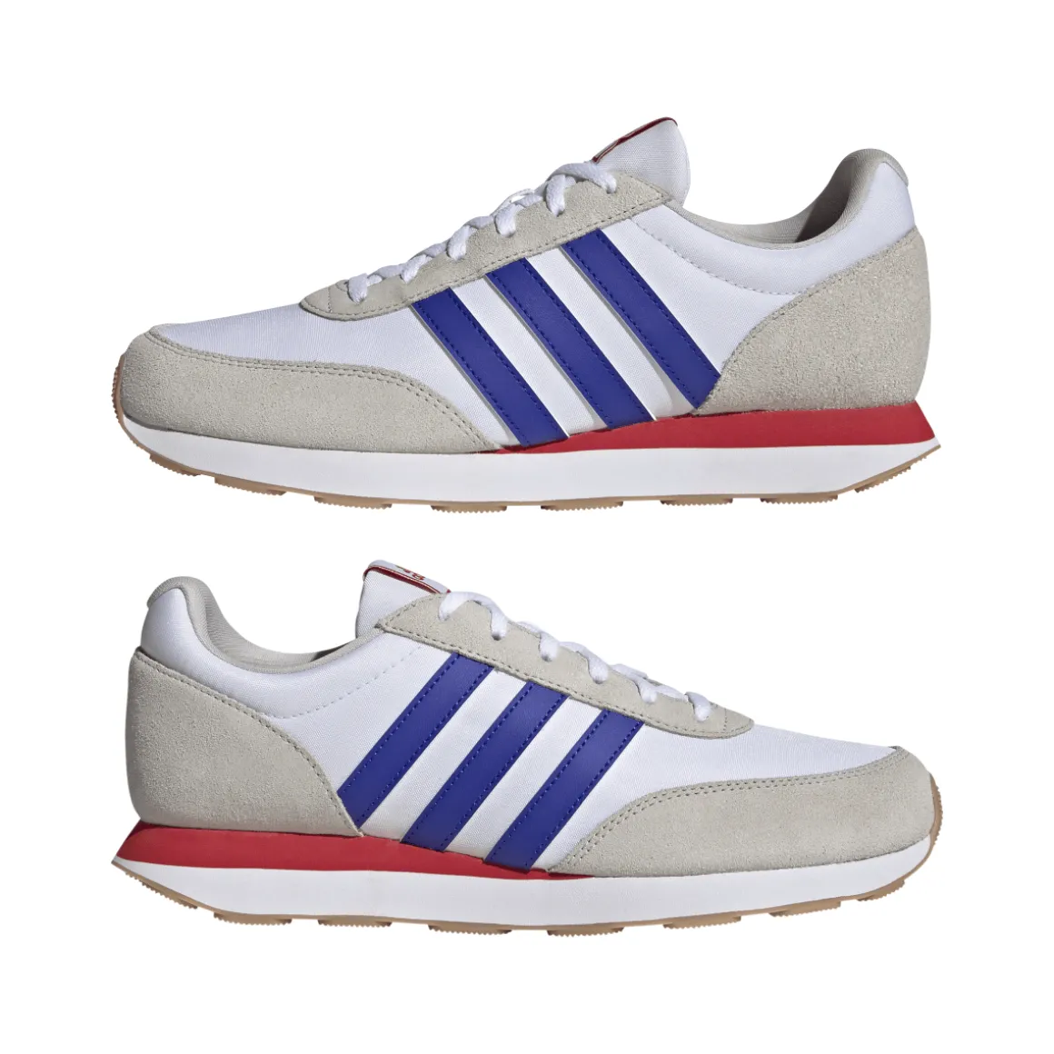Sneakers Rétro da Uomo bianche in pelle con dettagli blu e rossi adidas Run 60s