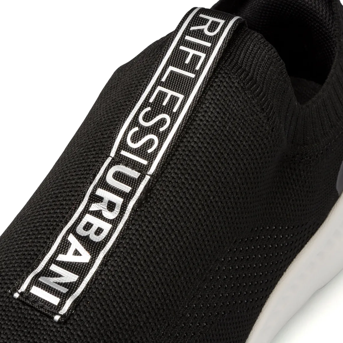 Sneakers slip-on nere in tessuto mesh da uomo Riflessi Urbani
