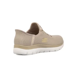 Sneakers slip-on taupe da donna con inserti oro Skechers Summits
