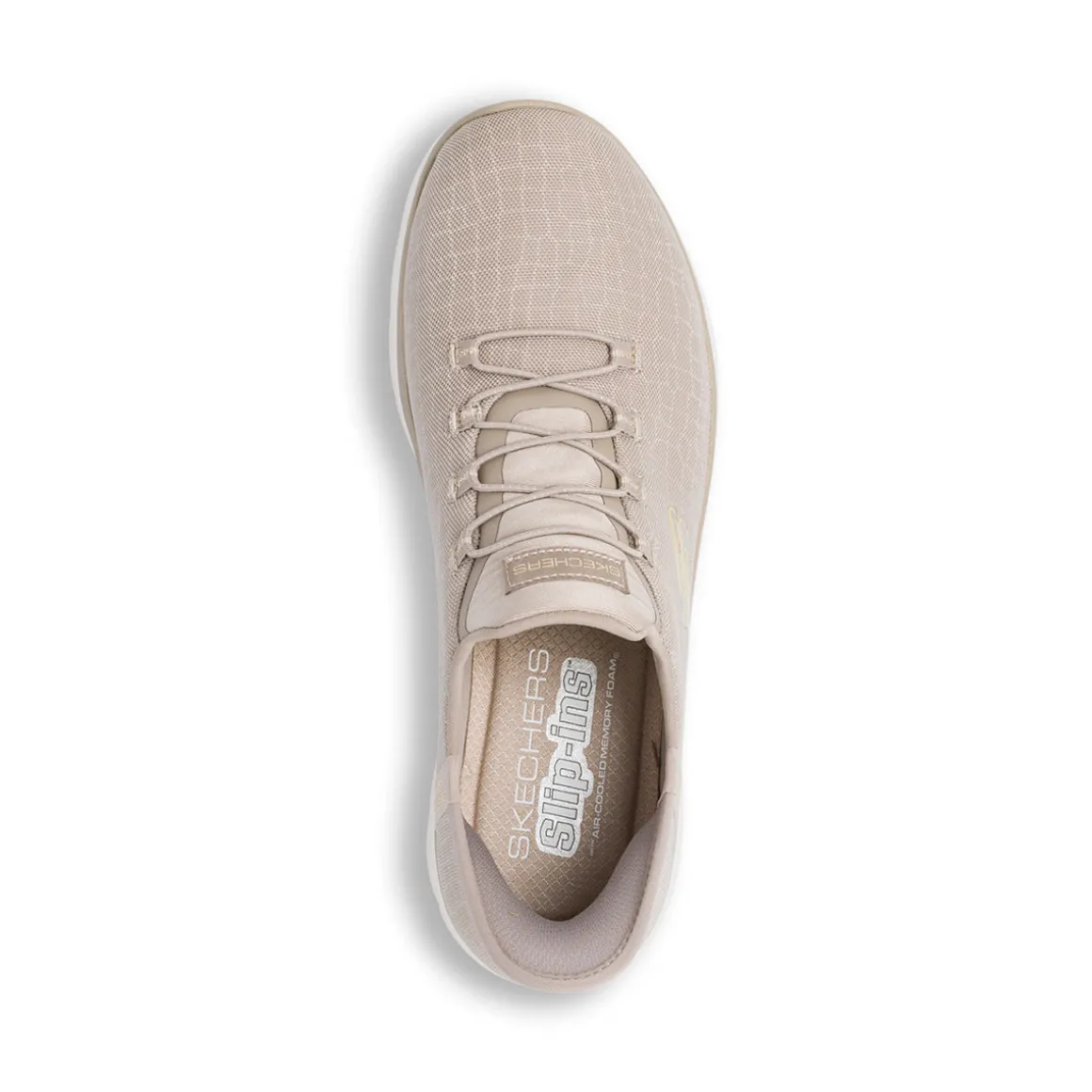 Sneakers slip-on taupe da donna con inserti oro Skechers Summits