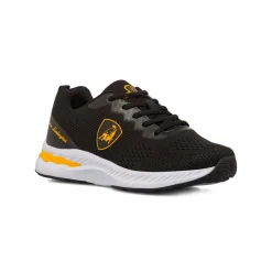 Sneakers sportive da uomo nere con dettagli gialli e con logo Tonino Lamborghini