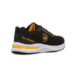 Sneakers sportive da uomo nere con dettagli gialli e con logo Tonino Lamborghini