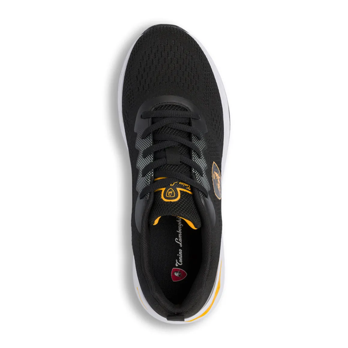 Sneakers sportive da uomo nere con dettagli gialli e con logo Tonino Lamborghini