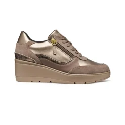 Sneakers taupe da Donna con zeppa e zip Geox