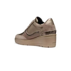 Sneakers taupe da Donna con zeppa e zip Geox