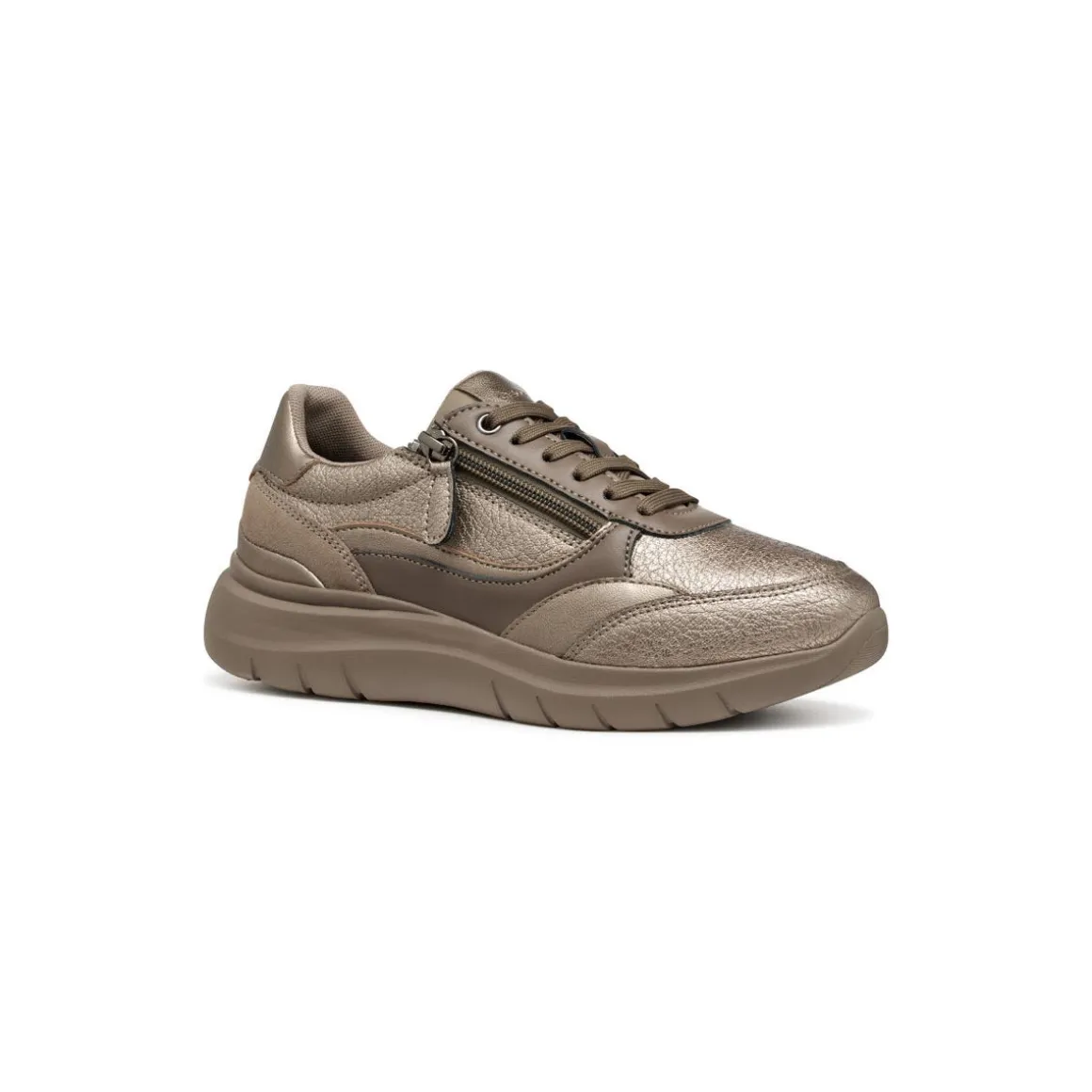 Sneakers taupe da Donna con zip e suola traspirante Geox
