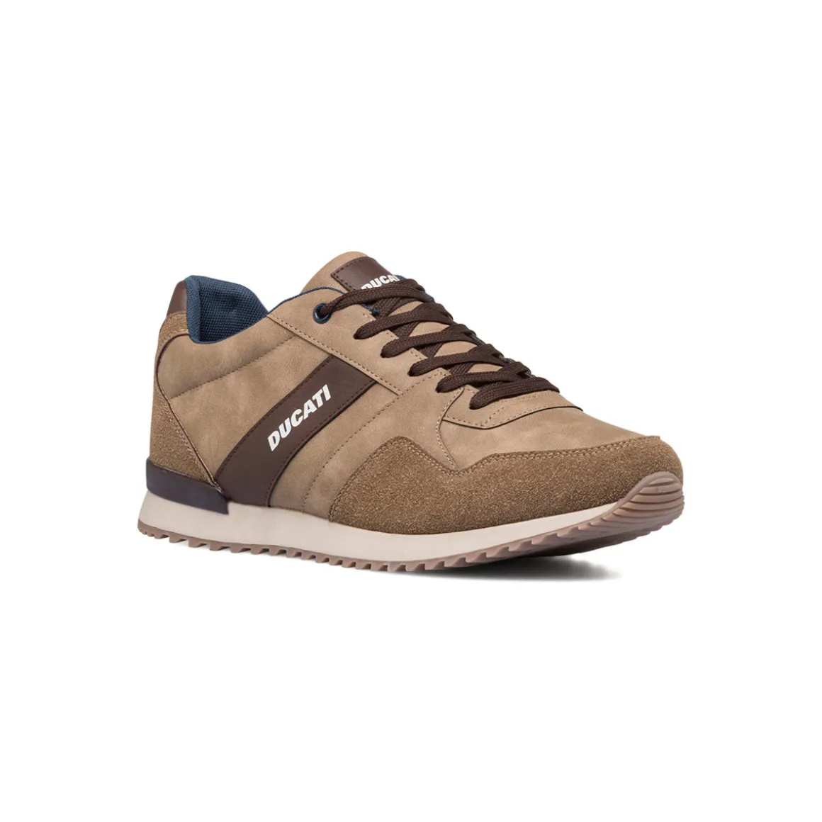 Sneakers taupe da uomo con logo laterale Ducati