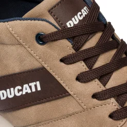Sneakers taupe da uomo con logo laterale Ducati