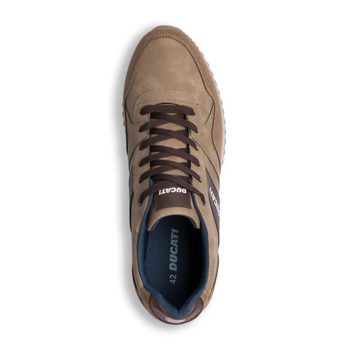 Sneakers taupe da uomo con logo laterale Ducati
