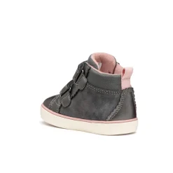 Sneakers traspiranti alte grigie da Bambina con strappo Geox