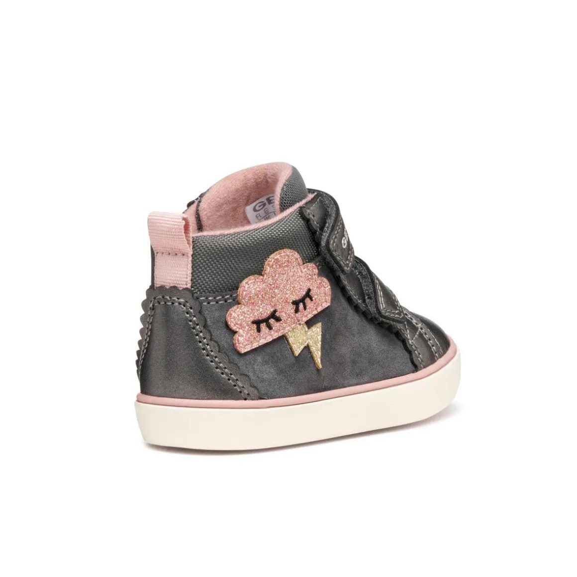 Sneakers traspiranti alte grigie da Bambina con strappo Geox