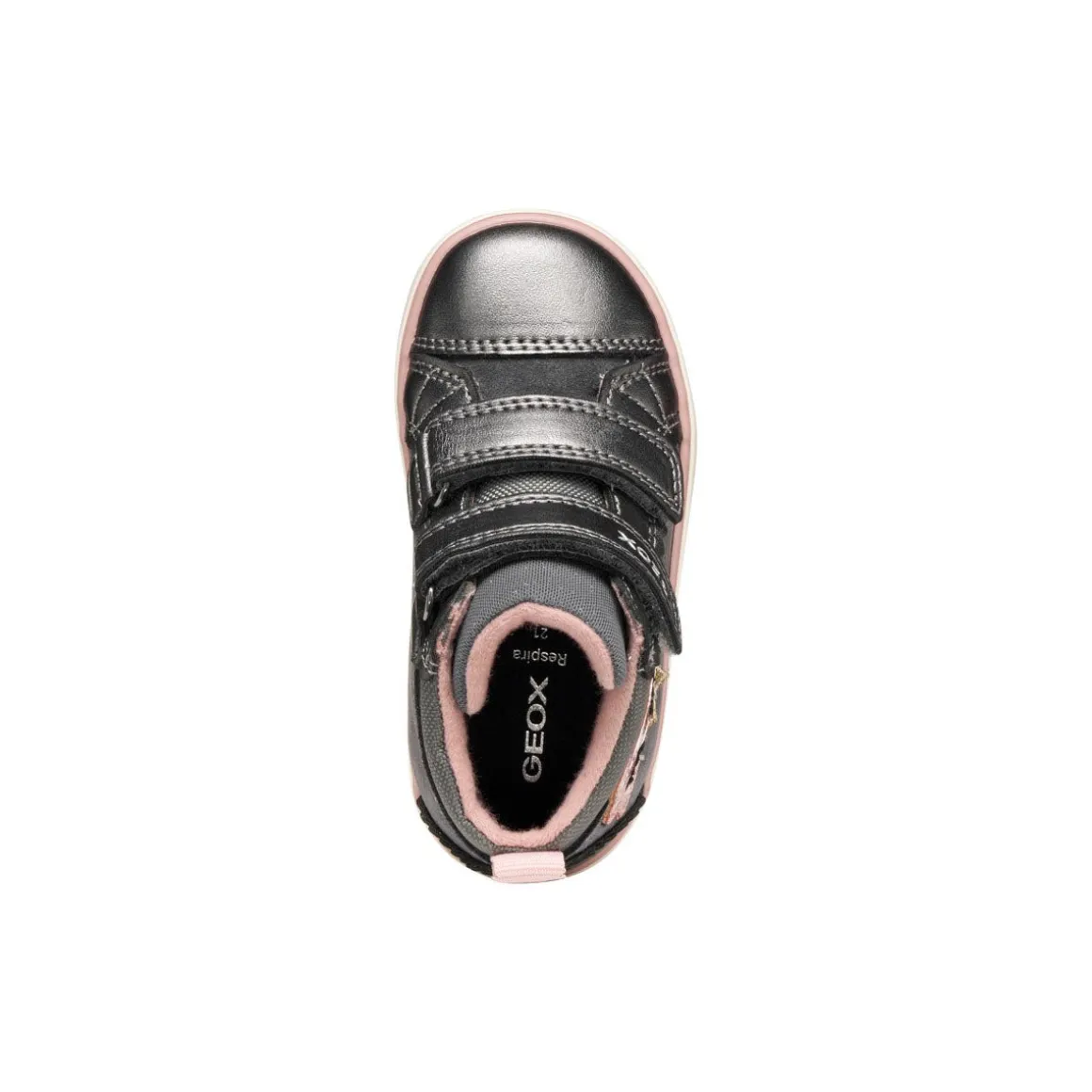 Sneakers traspiranti alte grigie da Bambina con strappo Geox