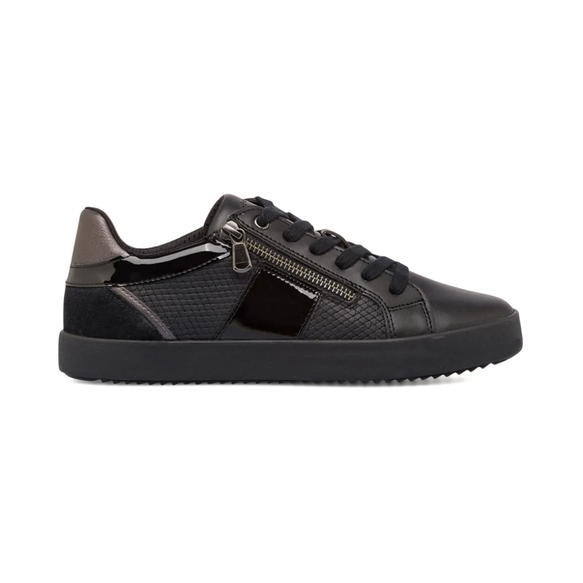 Sneakers traspiranti da donna nere in pelle Geox