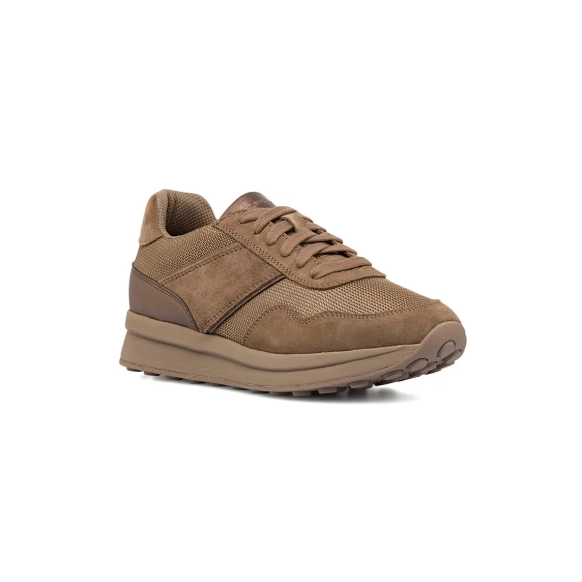 Sneakers traspiranti da donna in pelle taupe Geox
