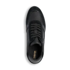 Sneakers traspiranti da donna nere in pelle con rialzo Geox