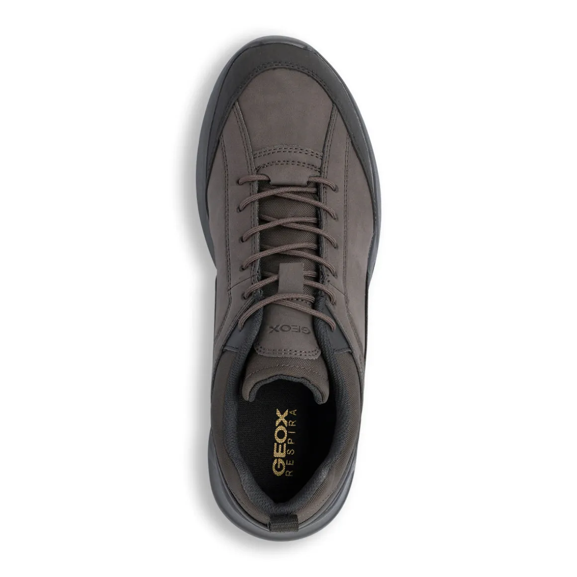 Sneakers traspiranti da uomo marroni con logo Geox